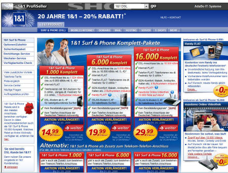 unser 1&1 Webshop DSL, Telefonie und mehr